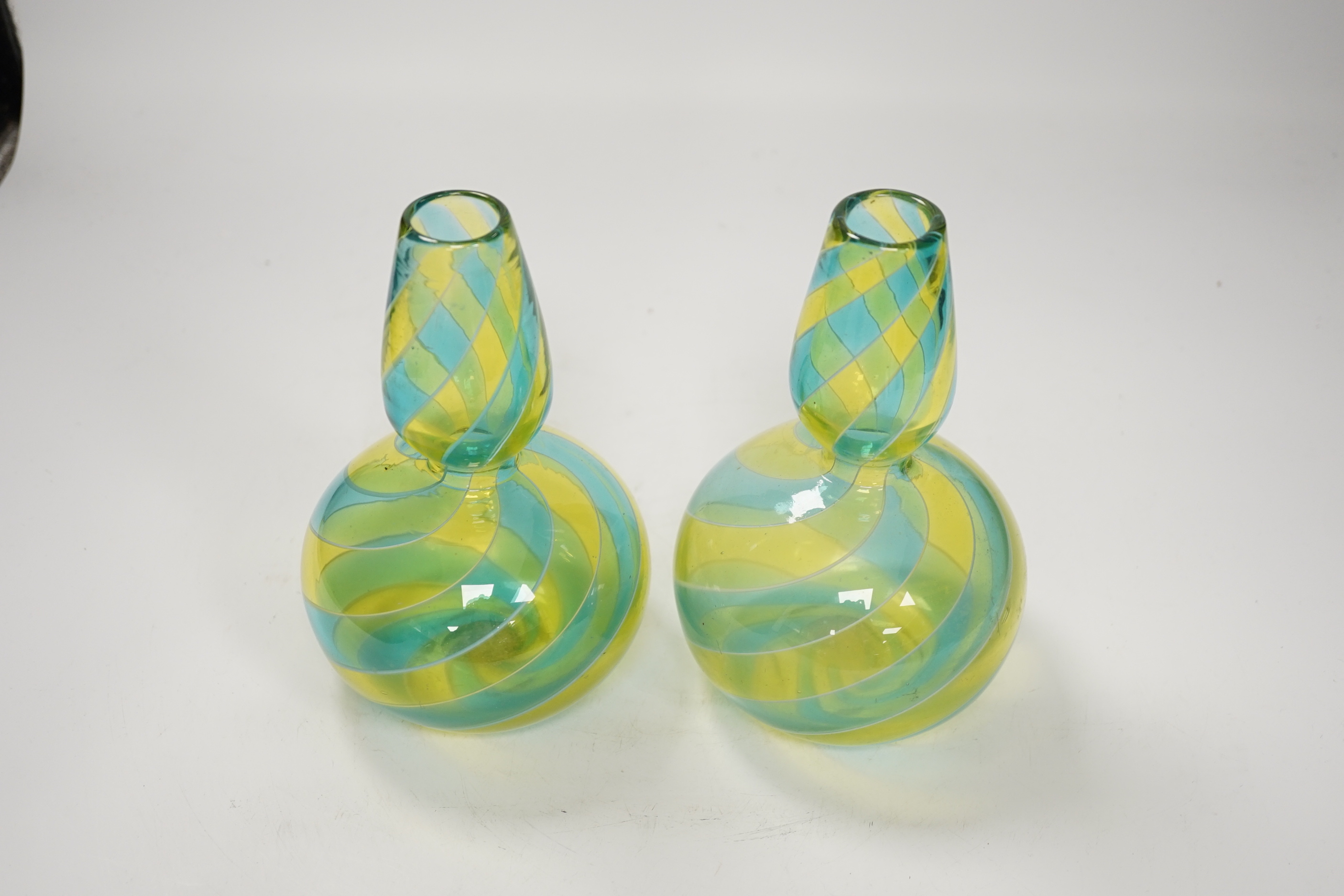 A pair of Murano art glass vases, 18cm high